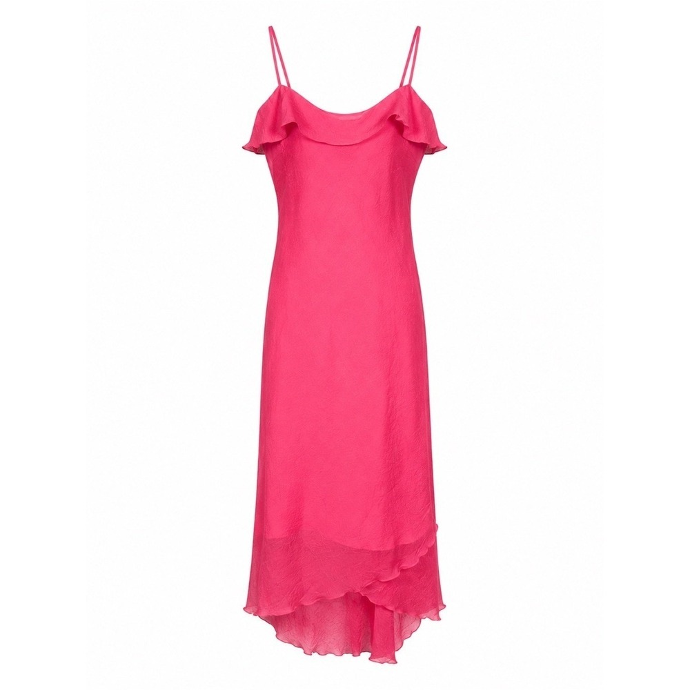Vintage Y2K Asymmetric Bias Slip Dress 11 Romantic Dairy Ruffle Sheer Wedding